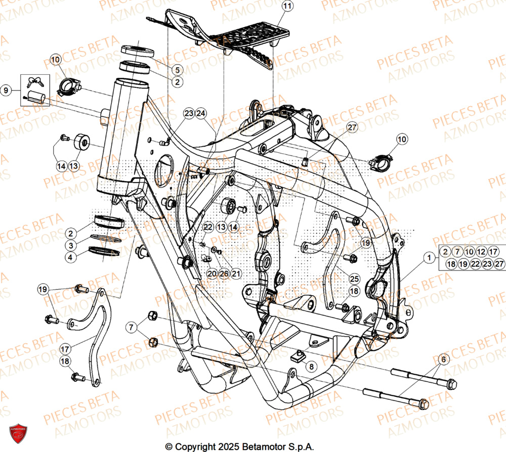 Chassis AZMOTORS PiÃ¨ces Beta RR 125 2T X-PRO - 2026