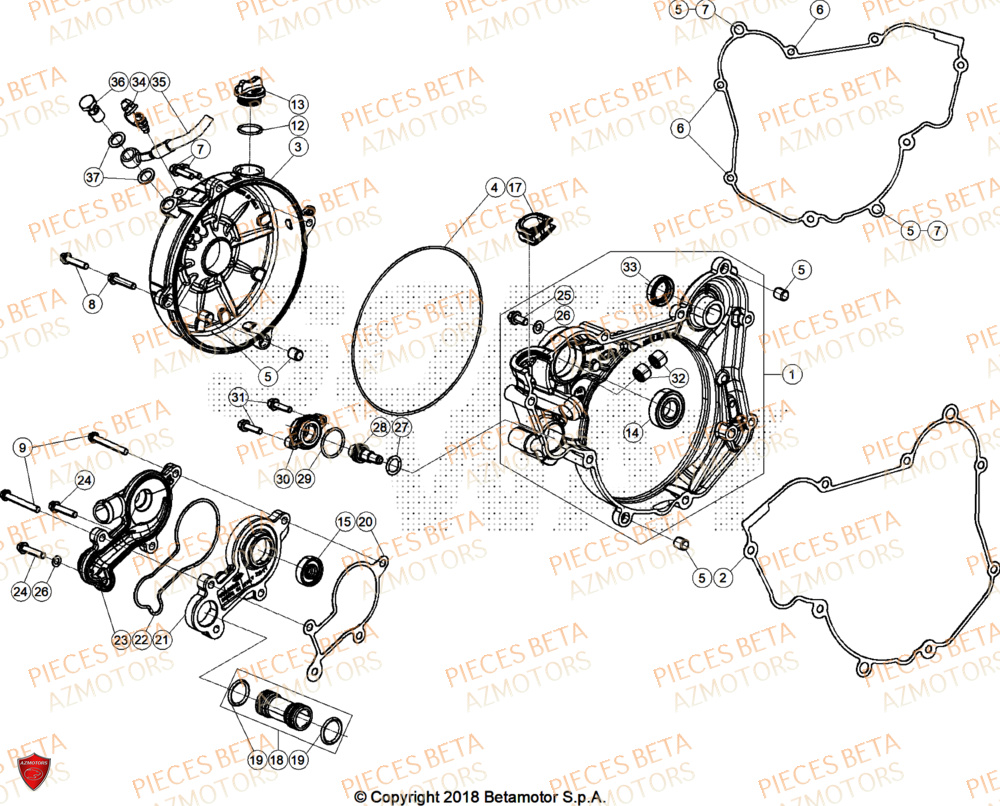 Couvercle Embrayage AZMOTORS PiÃ¨ces Beta RR 125 2T X-PRO - 2026