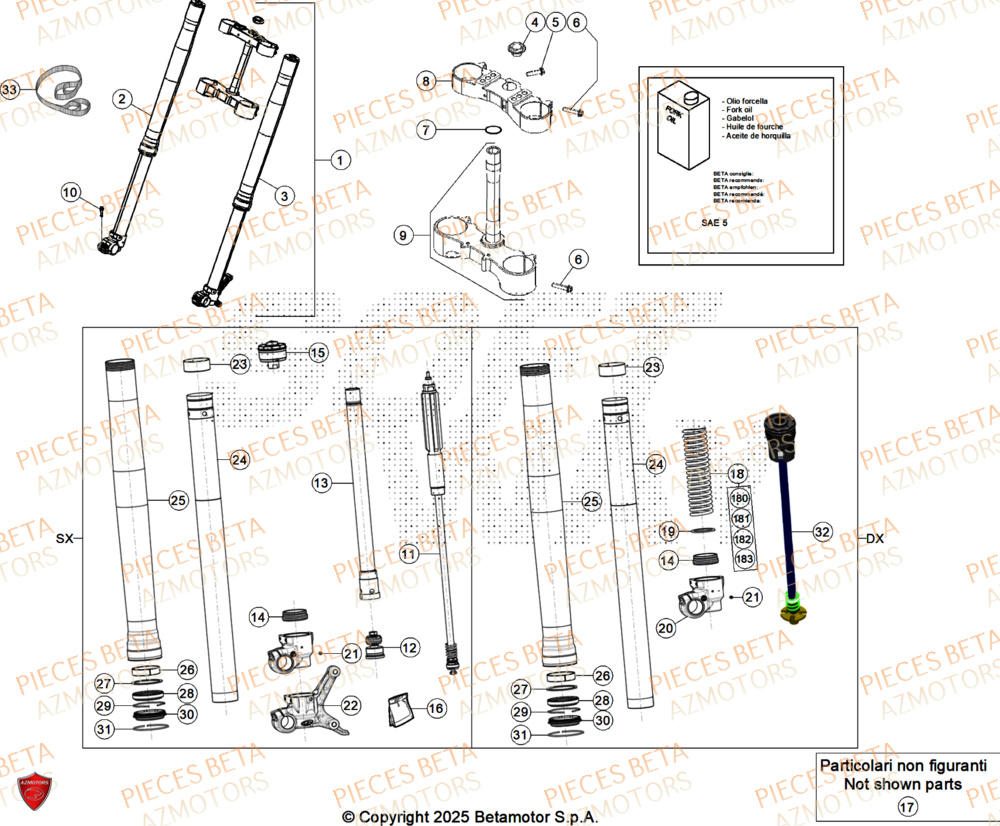 Fourche AZMOTORS PiÃ¨ces Beta RR 125 2T X-PRO - 2026