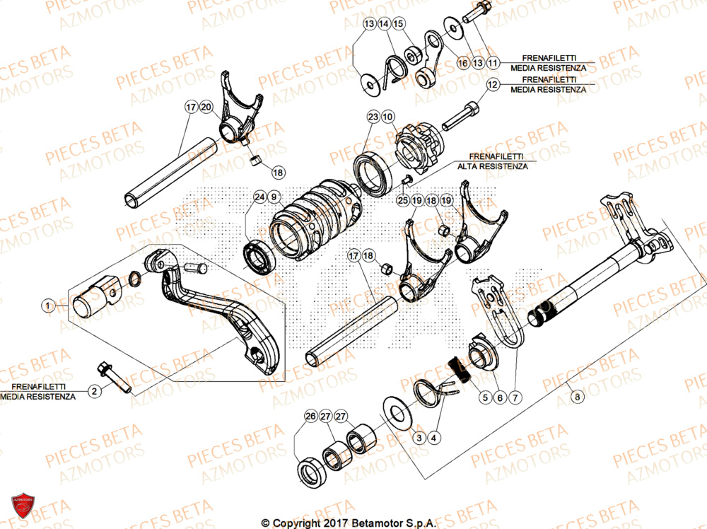 Selecteur De Vitesses AZMOTORS PiÃ¨ces Beta RR 125 2T X-PRO - 2026