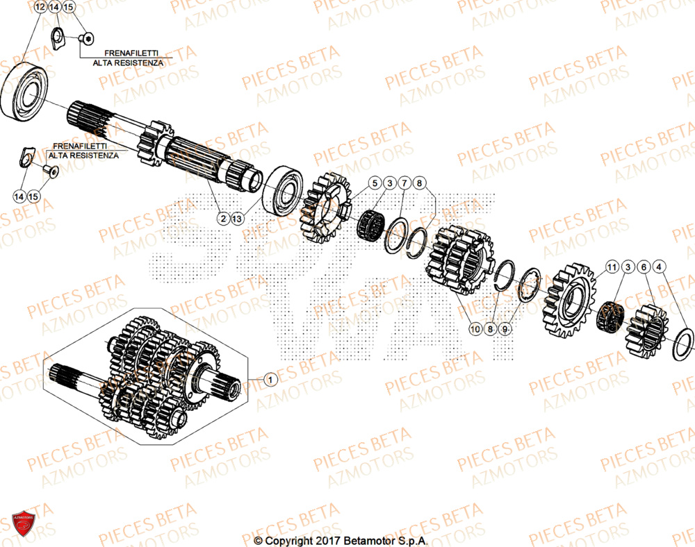 Transmission AZMOTORS PiÃ¨ces Beta RR 125 2T X-PRO - 2026