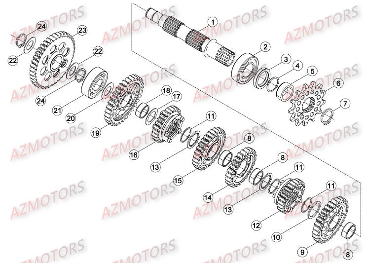 Boite A Vitesses 2 AZMOTORS Pieces BETA RR 2T 250 - (2016)
