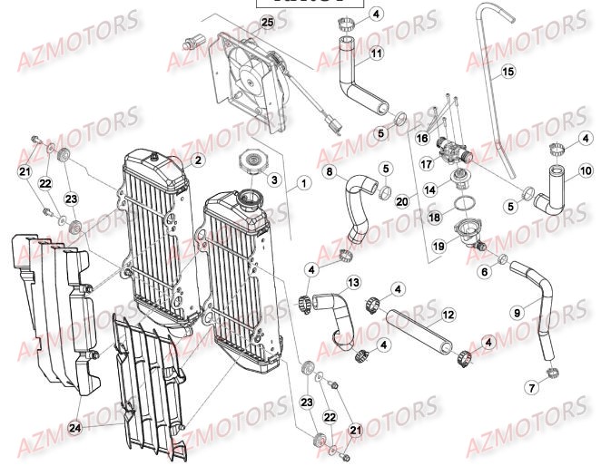 Radiateur AZMOTORS Pieces BETA RR 2T 250 - (2016)