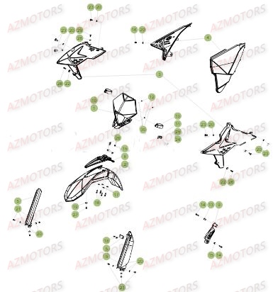 Carenages Avant Du No Serie 0 A 100034 AZMOTORS Pieces BETA RR 2T 250 - (2017)