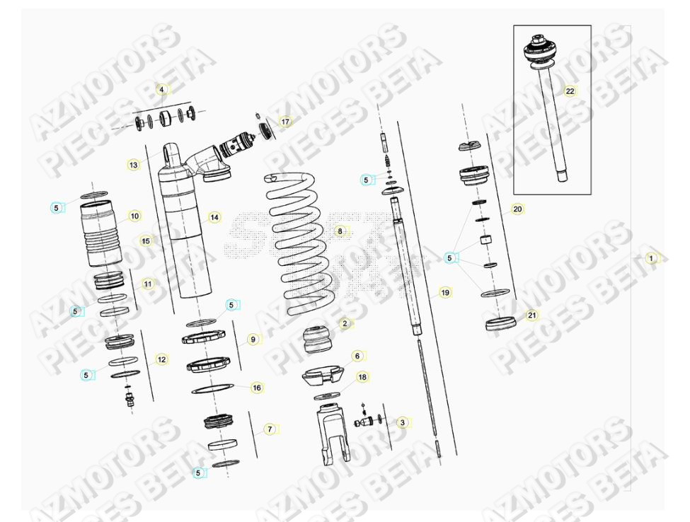 Amortisseur AZMOTORS Pieces BETA RR 2T 250 RACING - (2017)