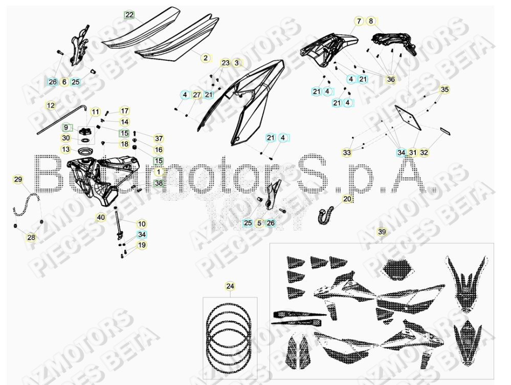 Carenage Arriere AZMOTORS Pieces BETA RR 2T 250 RACING - (2017)