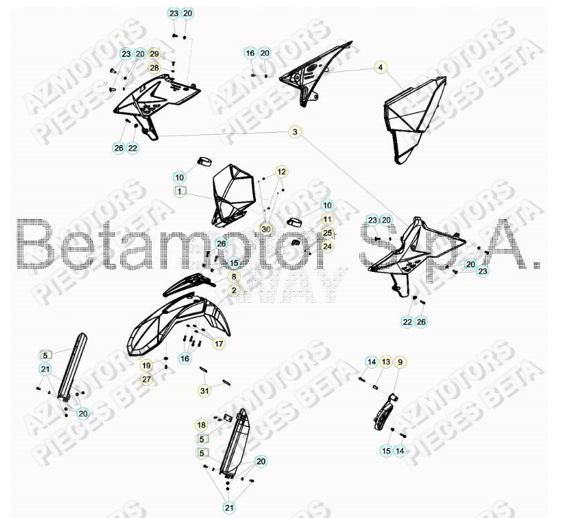 Carenage Avant AZMOTORS Pieces BETA RR 2T 250 RACING - (2017)