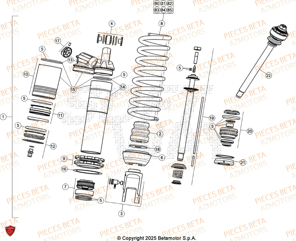 Amortisseur AZMOTORS Pieces BETA RR 2T 250 X-PRO - (2026)
