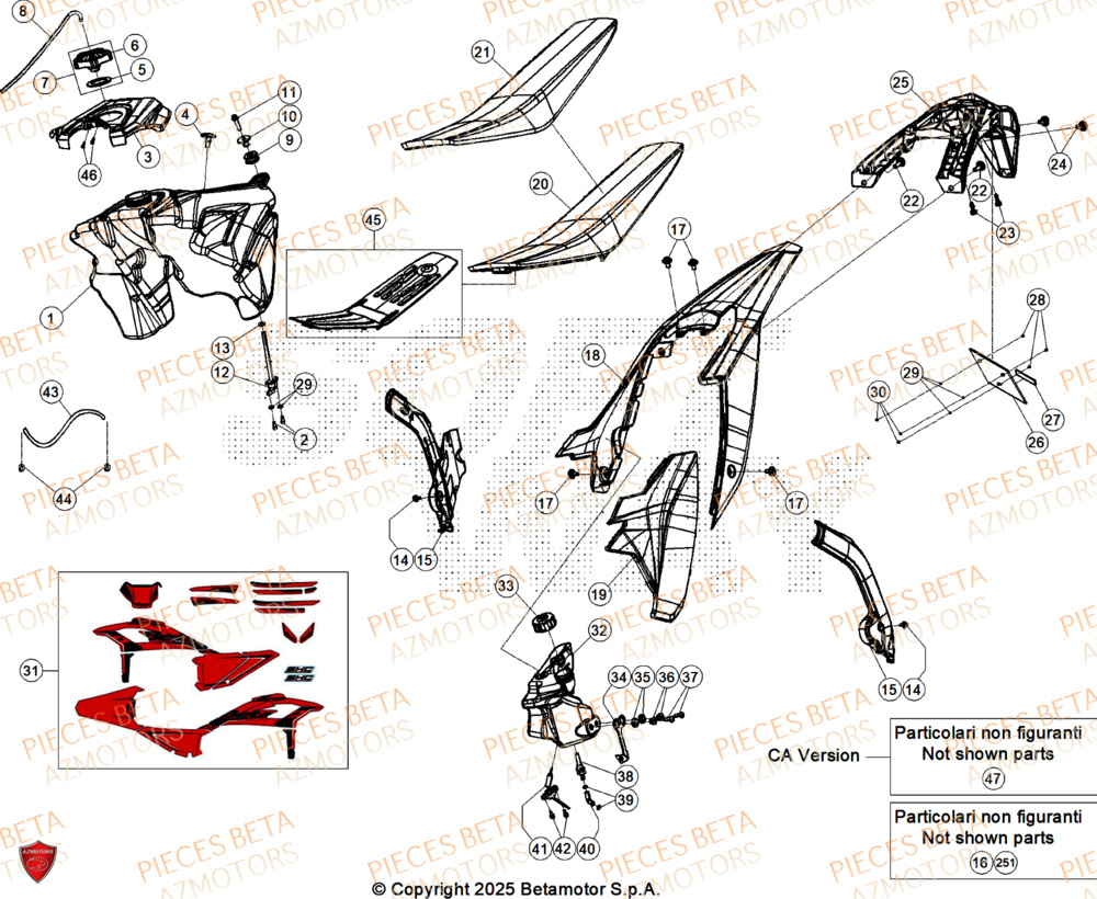 Carenages Arriere AZMOTORS Pieces BETA RR 2T 250 X-PRO - (2026)