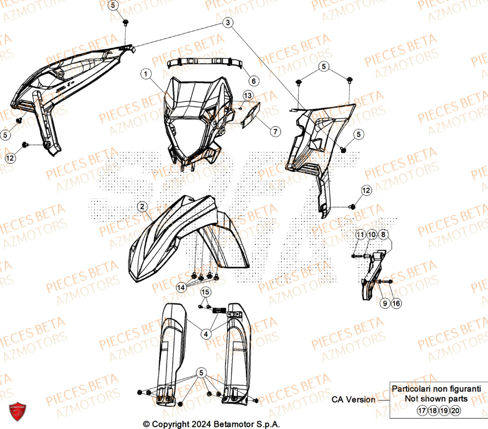 Carenages Avant AZMOTORS Pieces BETA RR 2T 250 X-PRO - (2026)