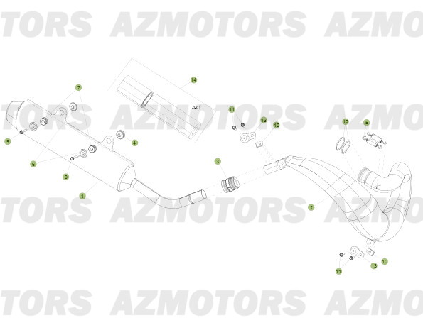 Echappement Du No Serie 600001 A 600247 AZMOTORS PiÃ¨ces BETA RR 2T 250 - (2013)