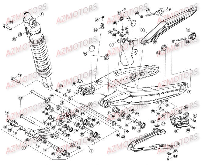 Suspension Arriere AZMOTORS PiÃ¨ces BETA RR 2T 250 - (2014)