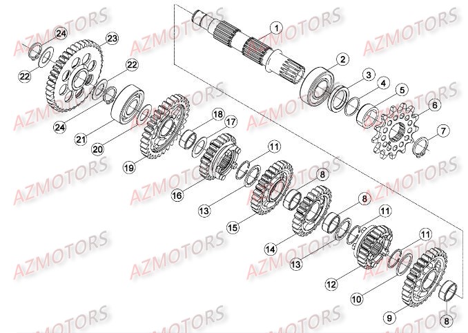 Boite A Vitesses 2 AZMOTORS Pieces BETA RR 2T 250 - (2015)