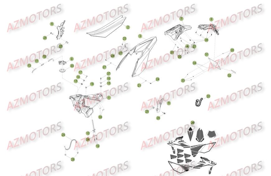 Carenages Reservoir Selle AZMOTORS Pieces BETA RR 2T 250 - (2015)