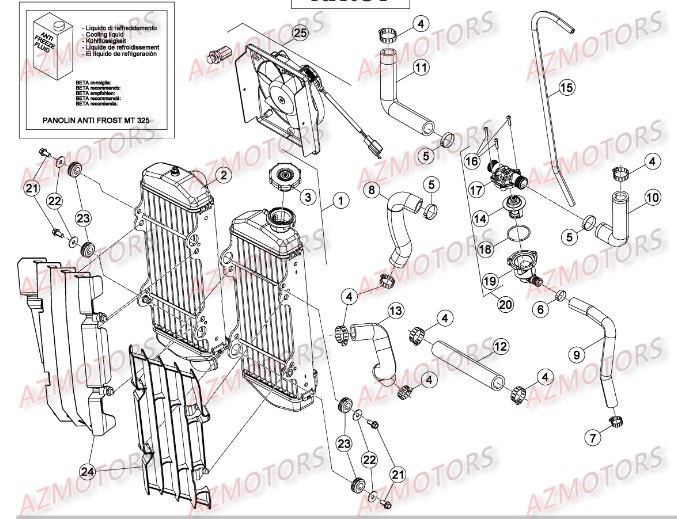 Installation De Refroidissement 2 AZMOTORS Pieces BETA RR 2T 250 - (2015)