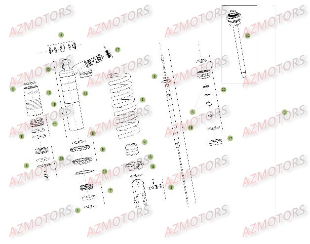 Suspension Arriere 2 AZMOTORS Pieces BETA RR 2T 250 - (2015)