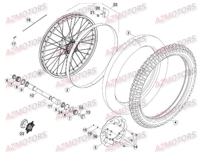 Roue Avant AZMOTORS Pieces BETA RR 2T 300 - (2015)