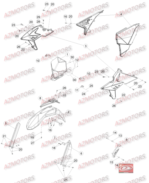 Carenages Reservoir Selle 2 AZMOTORS Pieces BETA RR 2T 300 - (2016)