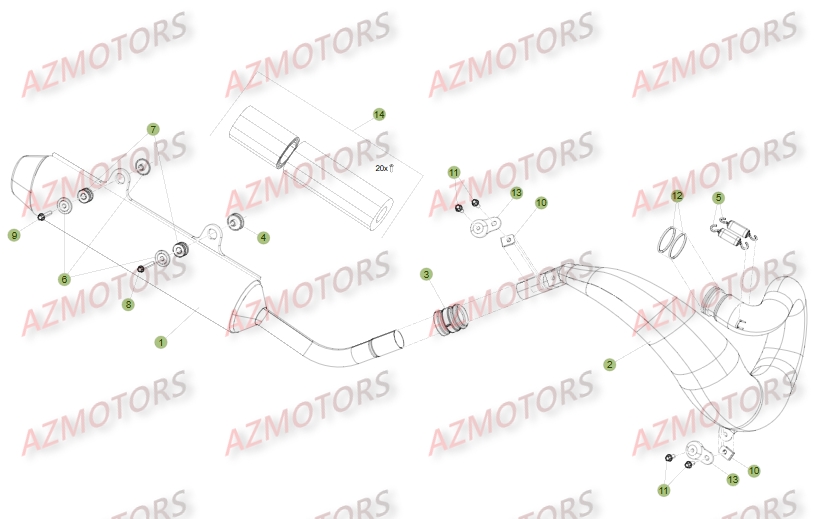 Echappement Version Competition AZMOTORS Pieces BETA RR 2T 300 - (2016)