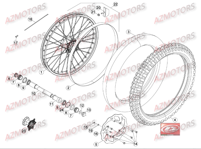 Roue Avant AZMOTORS Pieces BETA RR 2T 300 - (2016)