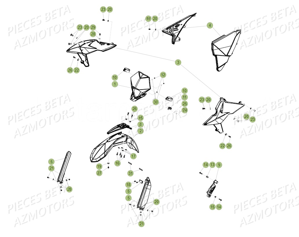 Carenages AZMOTORS Pieces BETA RR 2T 300 - (2018)