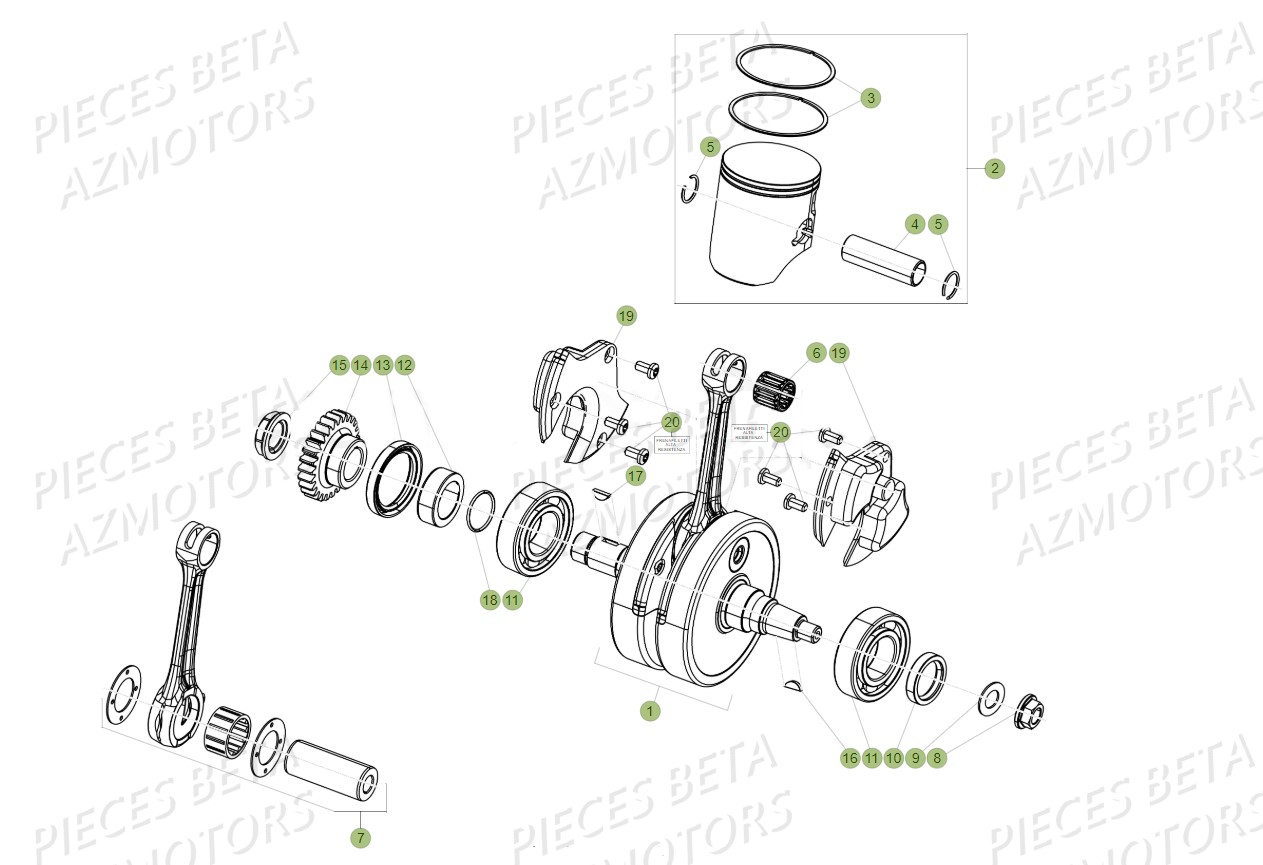 Vilebrequin Piston Contre Arbre AZMOTORS Pieces BETA RR 2T 300 - (2018)