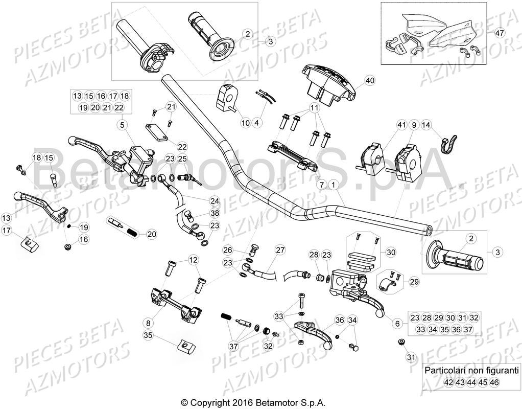 Commandes Guidon AZMOTORS PiÃ¨ces Beta RR 4T 350 Enduro - 2017