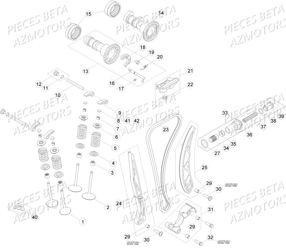 Soupapes Chaine De Distribution AZMOTORS PiÃ¨ces Beta RR 4T 350 Enduro - 2017