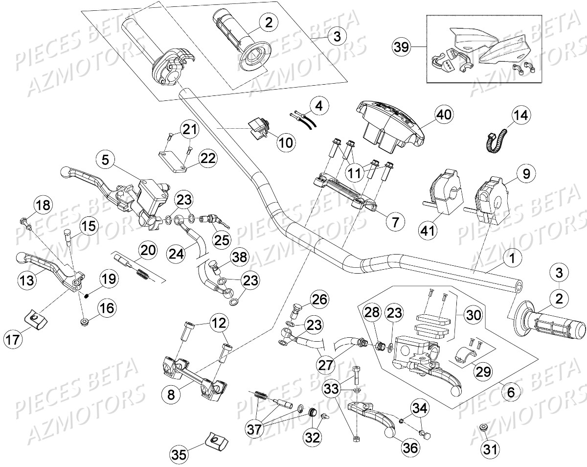 Commandes Guidon AZMOTORS PiÃ¨ces Beta RR 4T 390 Enduro - 2016