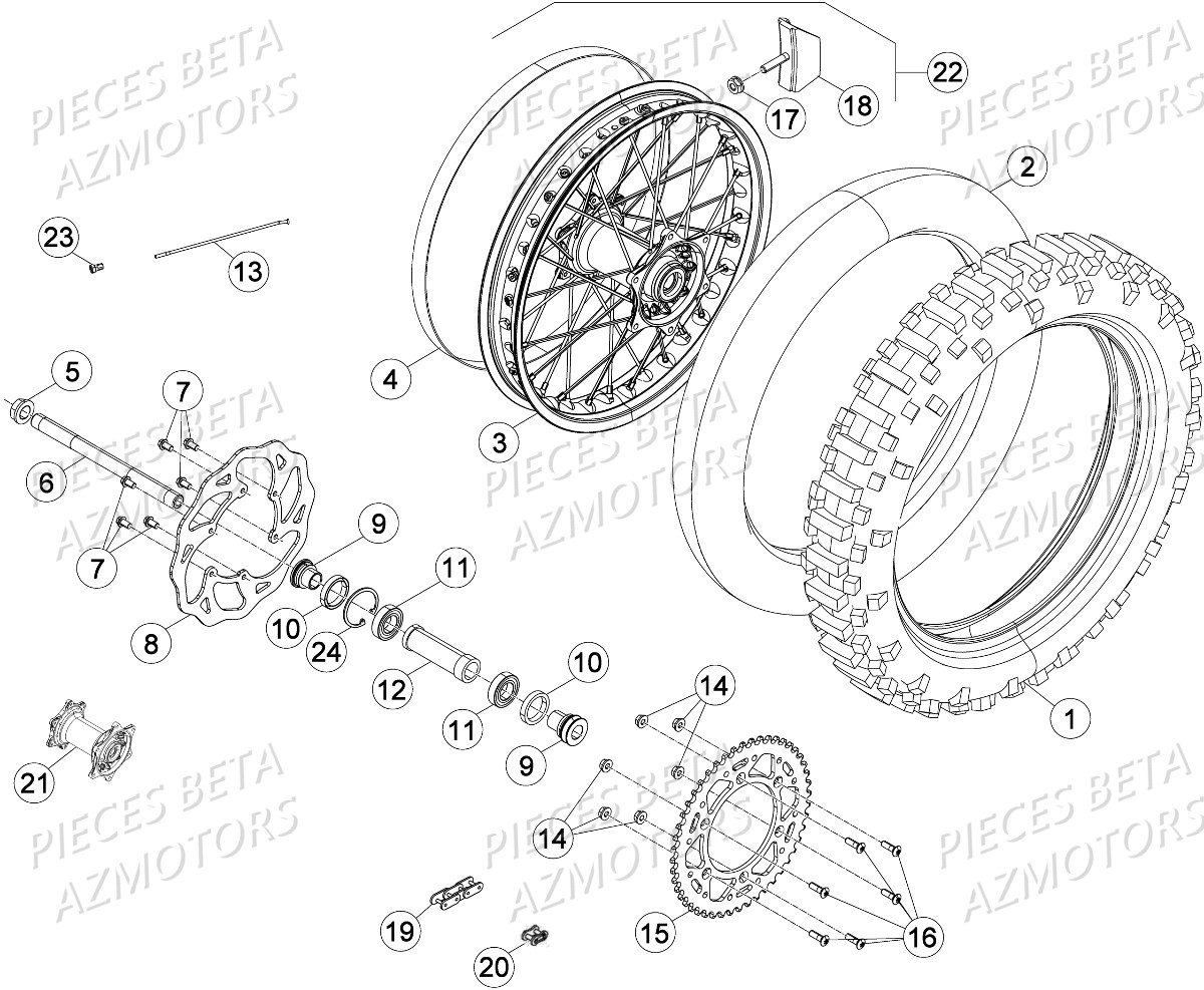 Roue Arriere AZMOTORS PiÃ¨ces Beta RR 4T 390 Enduro - 2016
