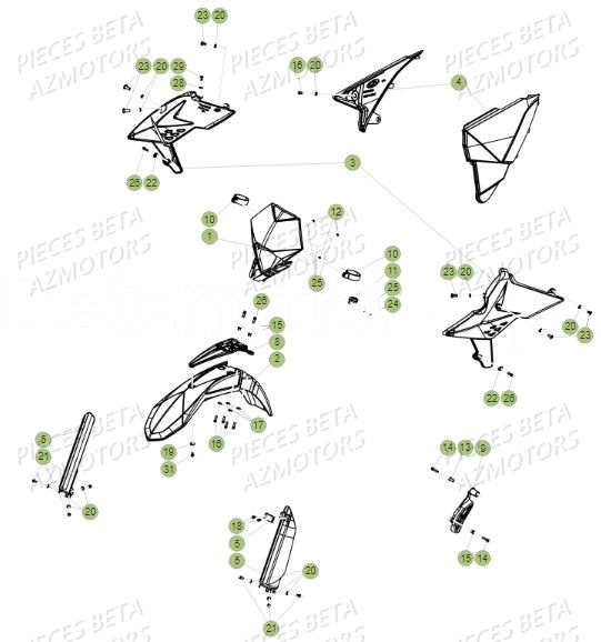 Carenages Avant AZMOTORS PiÃ¨ces Beta RR 4T 390 Enduro - 2017