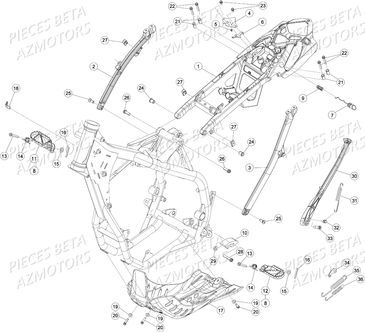 Accessoires Du Chassis AZMOTORS PiÃ¨ces Beta RR 4T 430 Enduro - 2016