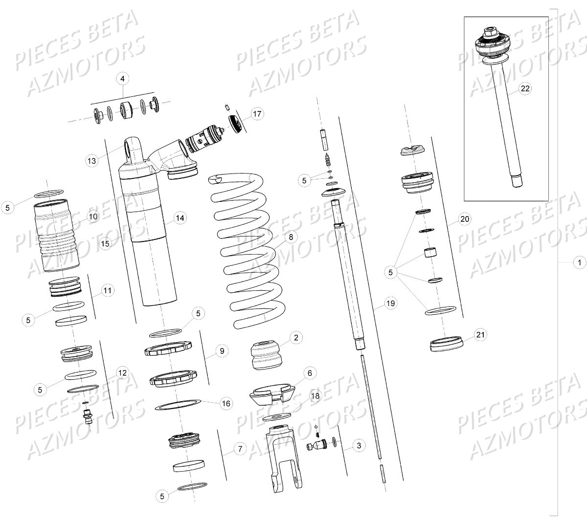 Fouche Arriere Suspension Ar2 AZMOTORS PiÃ¨ces Beta RR 4T 430 Enduro - 2016