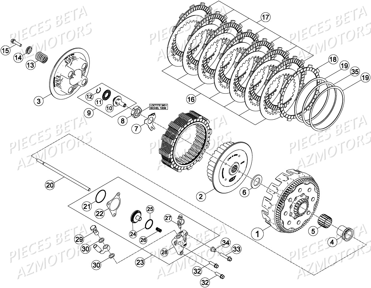 Transmission Principale Embrayage AZMOTORS PiÃ¨ces Beta RR 4T 430 Enduro - 2016
