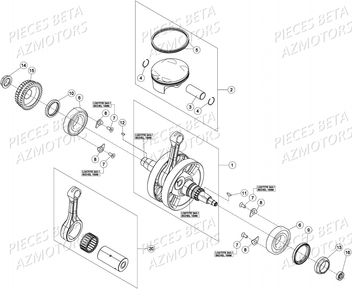 Vilebrequin Piston Contre Arbre2 AZMOTORS PiÃ¨ces Beta RR 4T 430 Enduro - 2016
