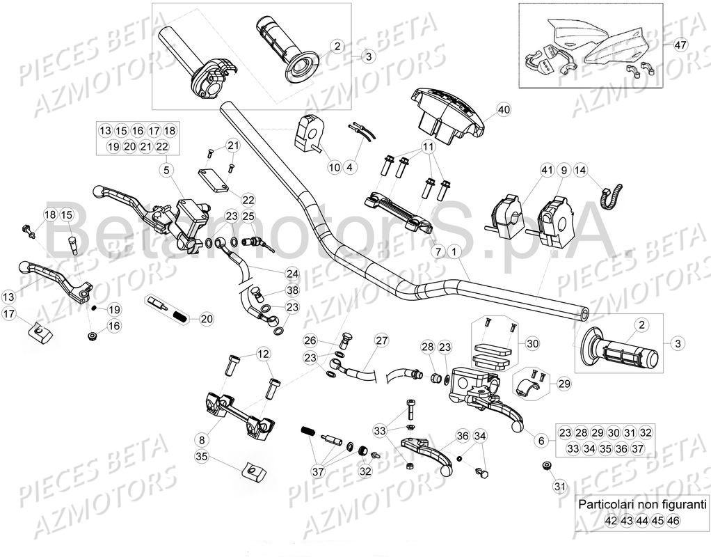 Commandes Guidon AZMOTORS PiÃ¨ces Beta RR 4T 430 Enduro - 2017