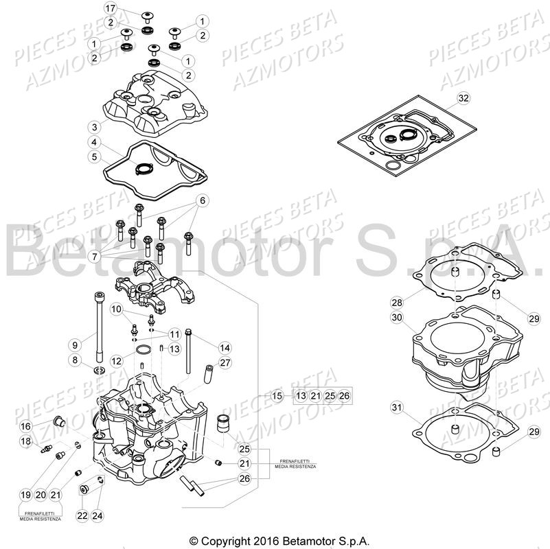 Cylindre Complet AZMOTORS PiÃ¨ces Beta RR 4T 430 Enduro - 2017