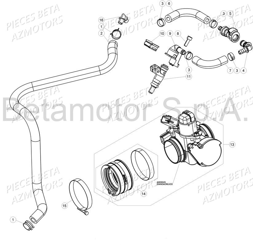 Groupe Injection AZMOTORS PiÃ¨ces Beta RR 4T 430 Enduro - 2017