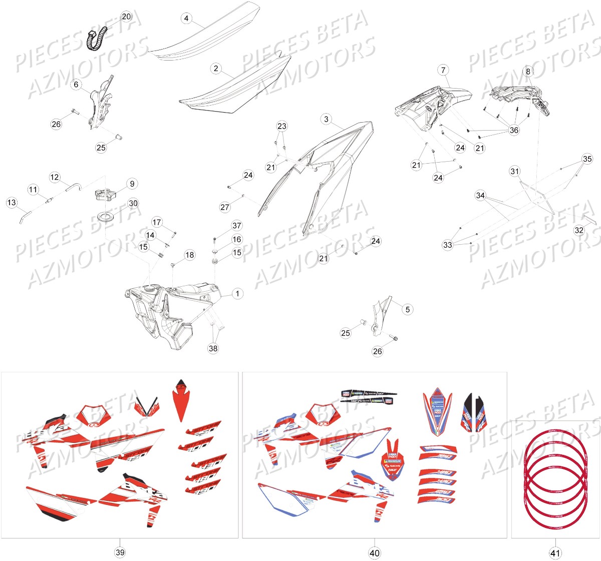 Carenages Reservoir Selle AZMOTORS PiÃ¨ces Beta RR 4T 480 Enduro - 2016