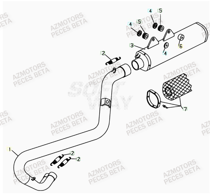 Echappement AZMOTORS PiÃ¨ces BETA RR 4T 400 - [2007]