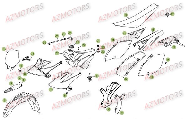 Carenages Reservoir Selle AZMOTORS PiÃ¨ces Beta RR 4T 450 Enduro - 2008