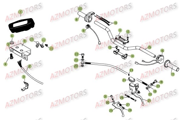 Commandes Guidon AZMOTORS PiÃ¨ces Beta RR 4T 450 Enduro - 2008