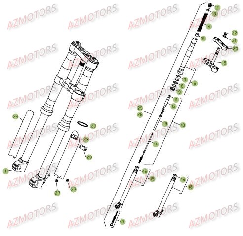 Fourche AZMOTORS PiÃ¨ces Beta RR 4T 450 Enduro - 2008