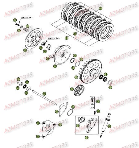 Transmission Principale Embrayage AZMOTORS PiÃ¨ces Beta RR 4T 450 Enduro - 2008