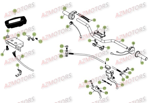 Commandes Guidon AZMOTORS PiÃ¨ces Beta RR 4T 525 Enduro - 2008