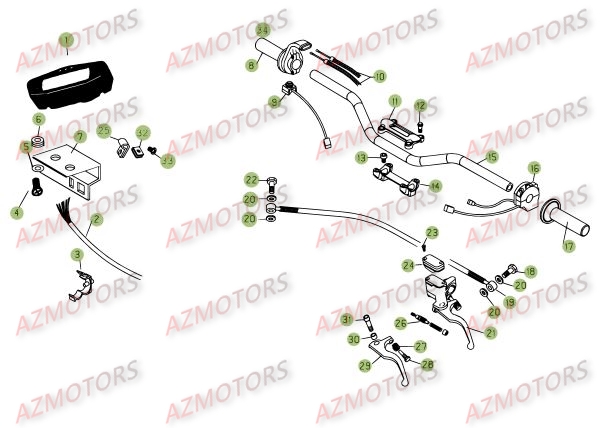 Commandes Guidon AZMOTORS PiÃ¨ces BETA RR 4T 400 - [2008]