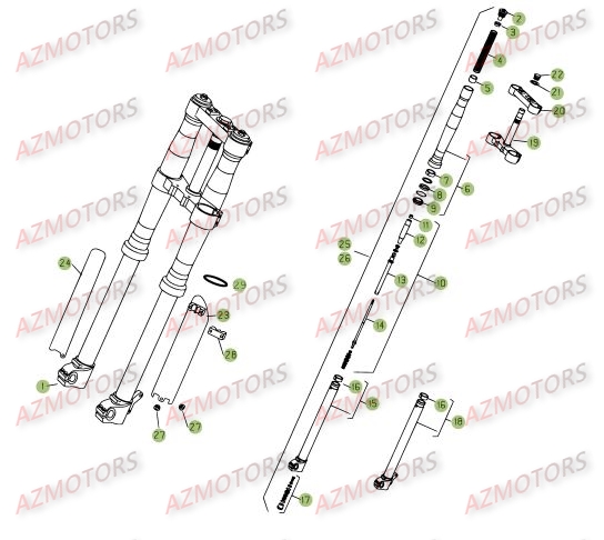 Fourche AZMOTORS PiÃ¨ces BETA RR 4T 400 - [2008]