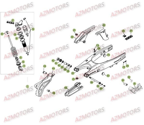 Suspension Arriere Du N De Serie 1 A 95 AZMOTORS PiÃ¨ces BETA RR 4T 400 - [2008]