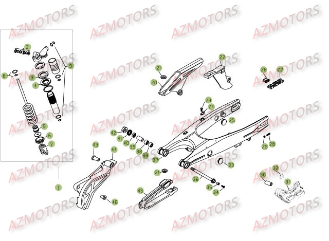 Suspension Arriere Du N De Serie 96 A 999999 AZMOTORS PiÃ¨ces BETA RR 4T 400 - [2008]