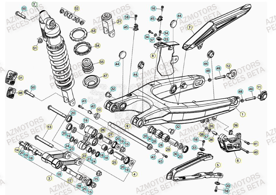 Bras Oscillant AZMOTORS PiÃ¨ces Beta RR 4T 520 Enduro - 2010